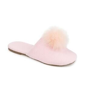Journee Collection Women's Nightfall Pom Pom Slide Slippers Pink Size 11